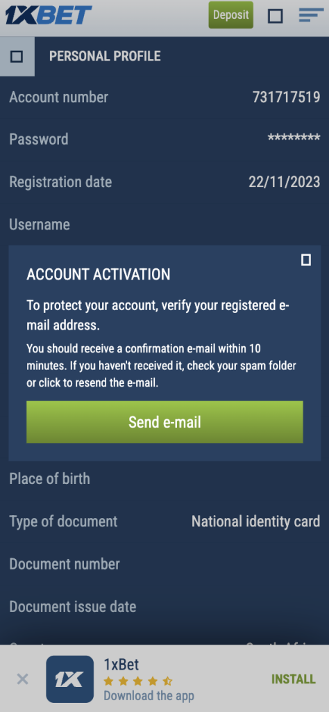 1xBet Account Verification