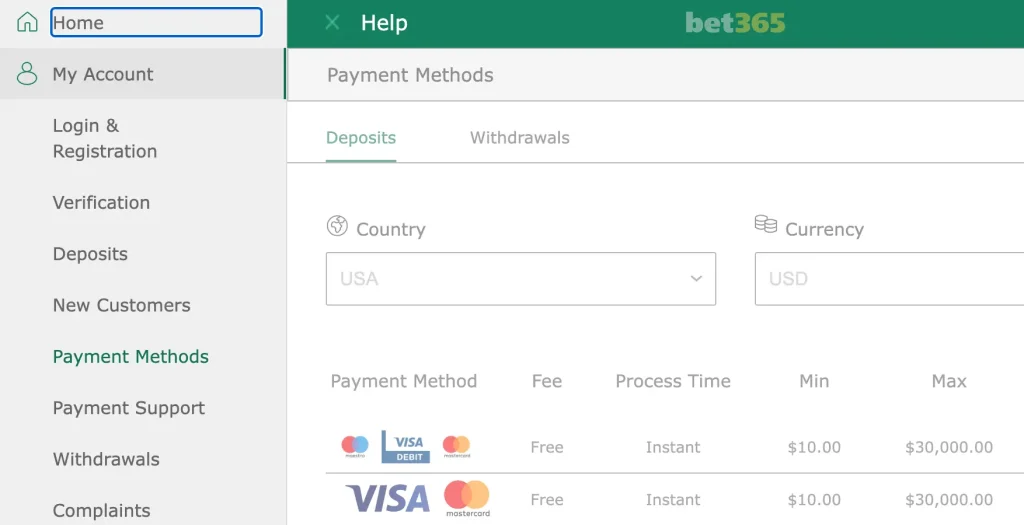 Bet365 Casino Payments