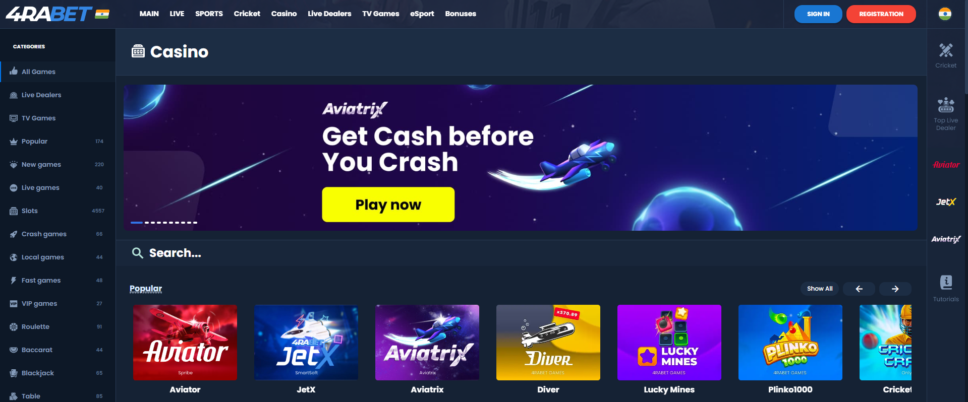 4Rabet Casino Aviator Crash Game